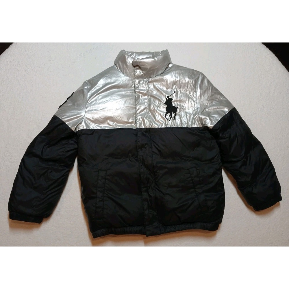 Polo Ralph Lauren Bears Kids Silver & Black Down Puffer Jacket Size S/P (8)